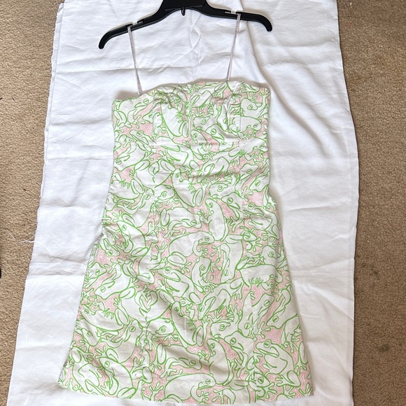 Lilly Pulitzer Original Pink Label on Cream Fabric Strapless size 4 - Picture 1 of 13